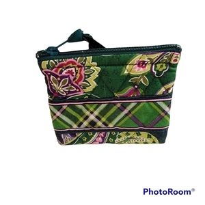 Vera Bradley Coin Purse Chelsea Green Mini Wallet Bag Flowers Retired Vintage